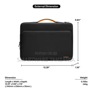 Tomtoc Laptop Sleeve Black Orange 13 Inch Padded Carry Bag
