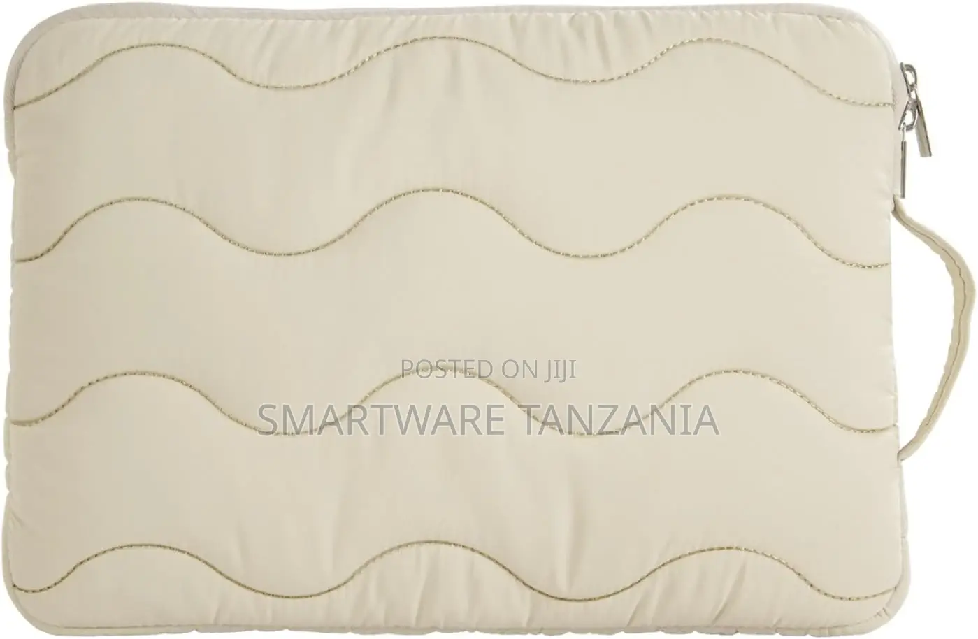 Quilted Laptop Sleeve Beige Wave Pattern 13 14 Inch Padded Bag