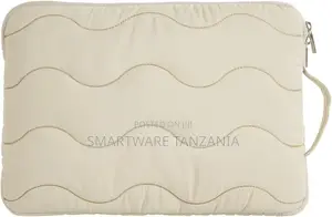 Quilted Laptop Sleeve Beige Wave Pattern 13 14 Inch Padded Bag