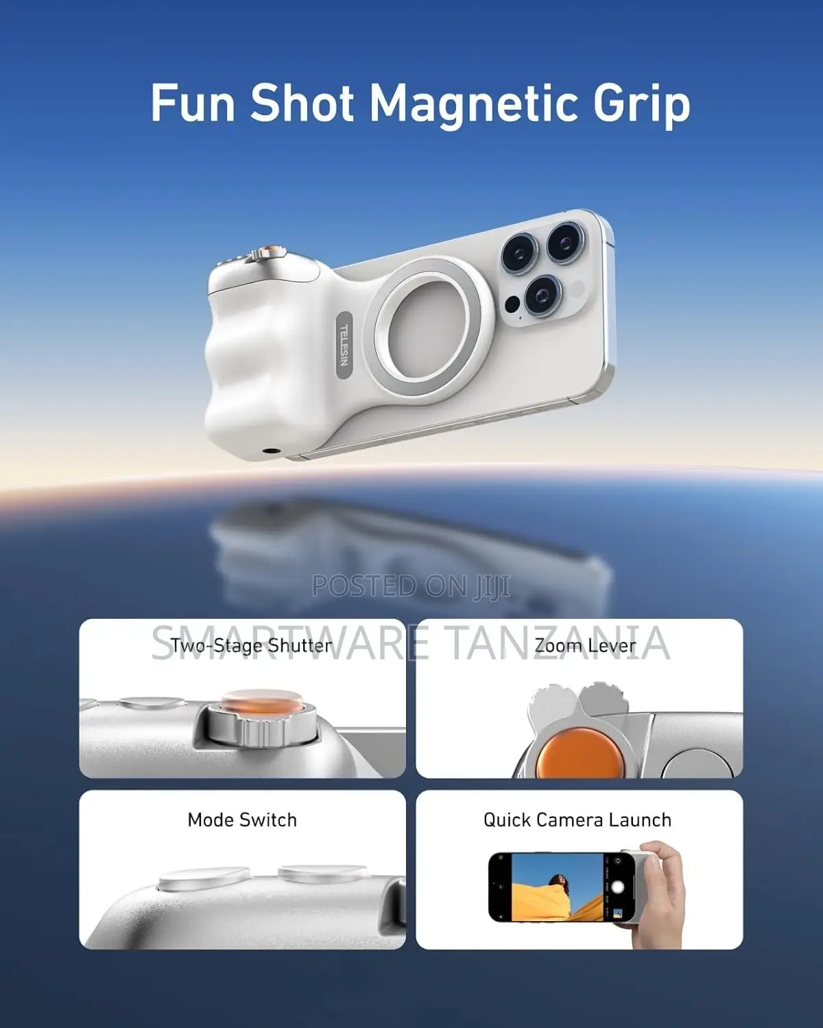 Telesin Fun Shot Magnetic Grip 10m Remote Ergonomic Design