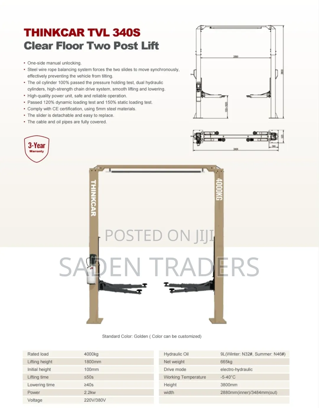 Two Post Lift Tvl340s