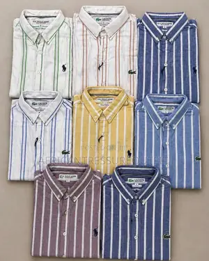 Strip Linen Shirts Polo Lacoste Brands Collection