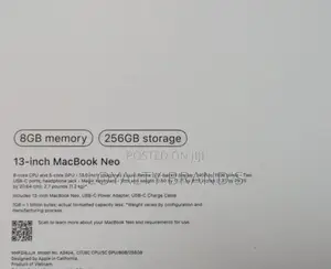 New Laptop Apple MacBook Neo 2026 8GB Apple M5 SSD 256GB