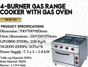 4 Burner Commercial Gas Range Cooker With Gas Oven