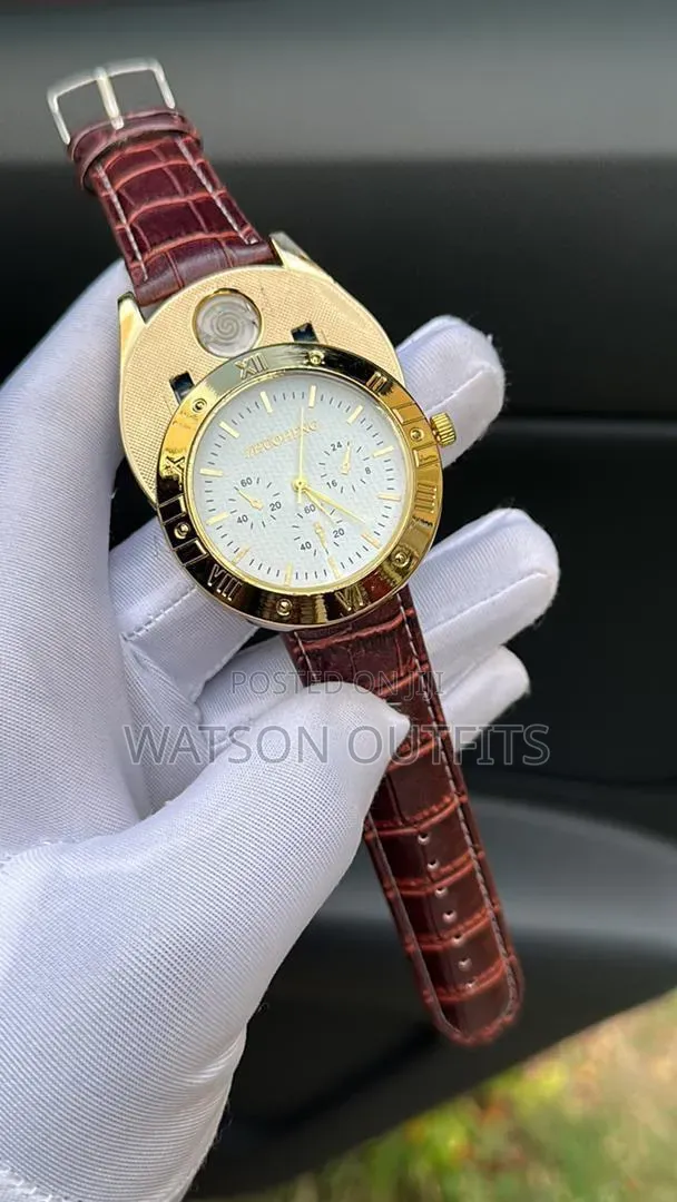 Men's New and Original Leather Straps Watches With Fire Lighter Nicely