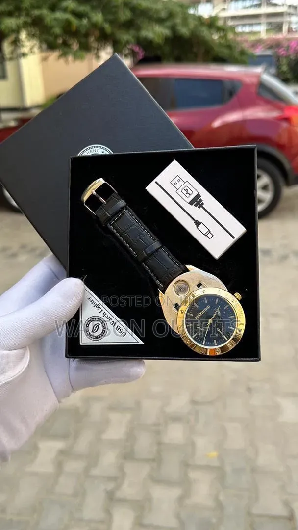 Men's New and Original Leather Straps Watches With Fire Lighter Nicely