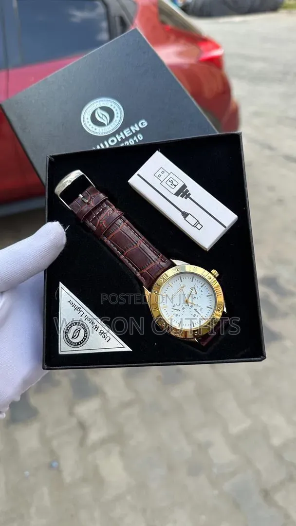 Men's New and Original Leather Straps Watches With Fire Lighter Nicely
