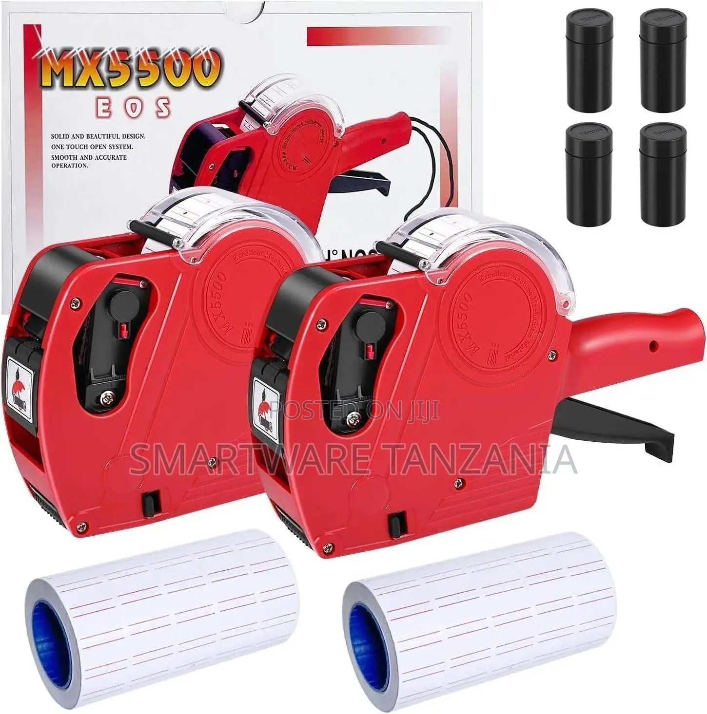 Mx5500 Eos Price Gun Red Twin Pack Labels Ink Rollers Combo
