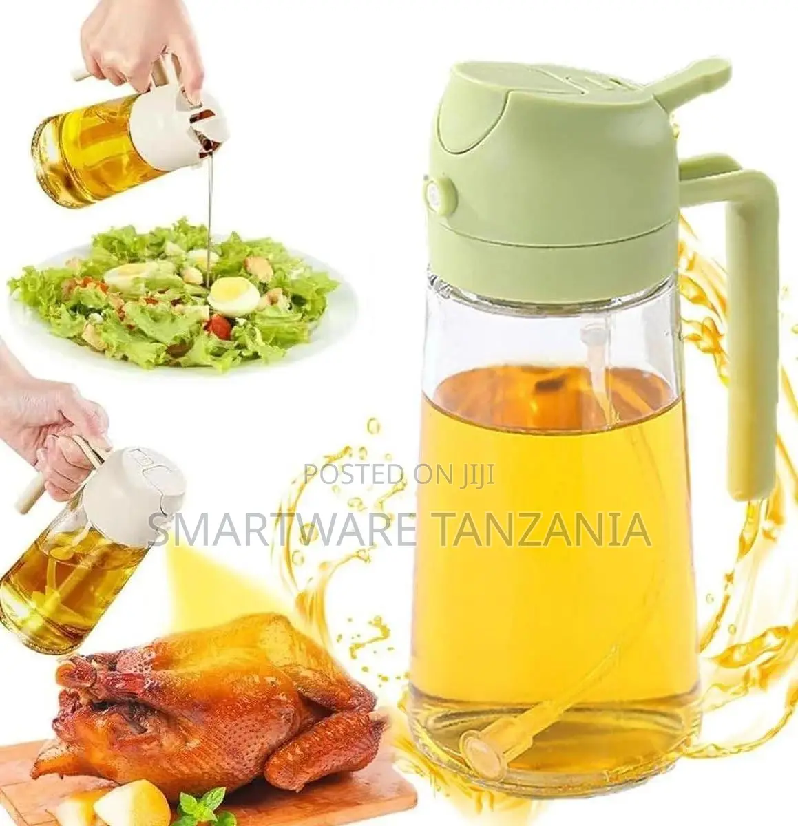 2-in-1 Glass Oil Dispenser Bottle With Spray And Pour