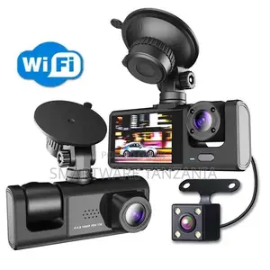 Wifi 3-lens Dash Cam System Front Interior And Rear View