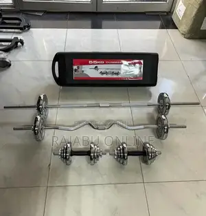 55kg Chrome Barbell and Dumbbell Set 4in 1