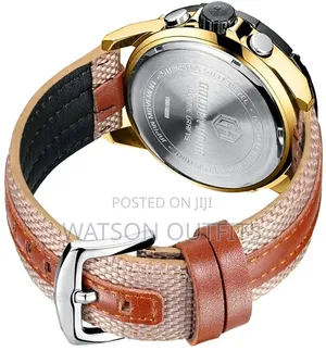 Men's New and Original Leather Straps Watches Golden Straps