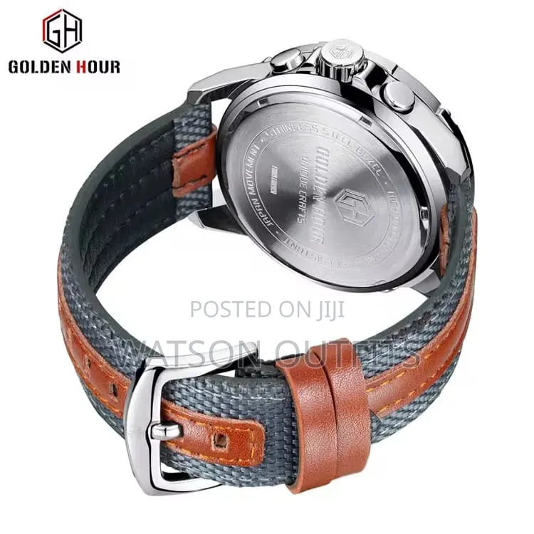 Men's New and Original Leather Straps Watches Golden Straps