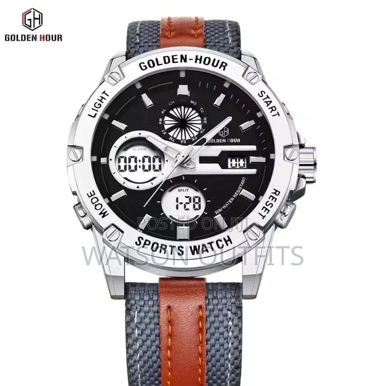 Men's New and Original Leather Straps Watches Golden Straps