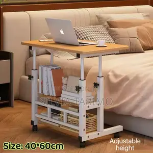 Adjustable Height Laptop Table With Wheels (40×60cm