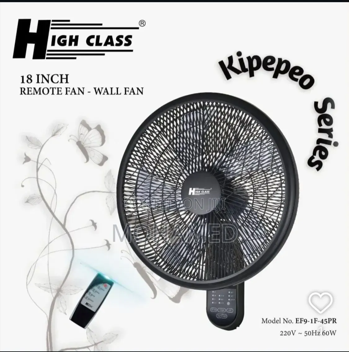 Highclass Wall Fan (Remote) – Kipepeo