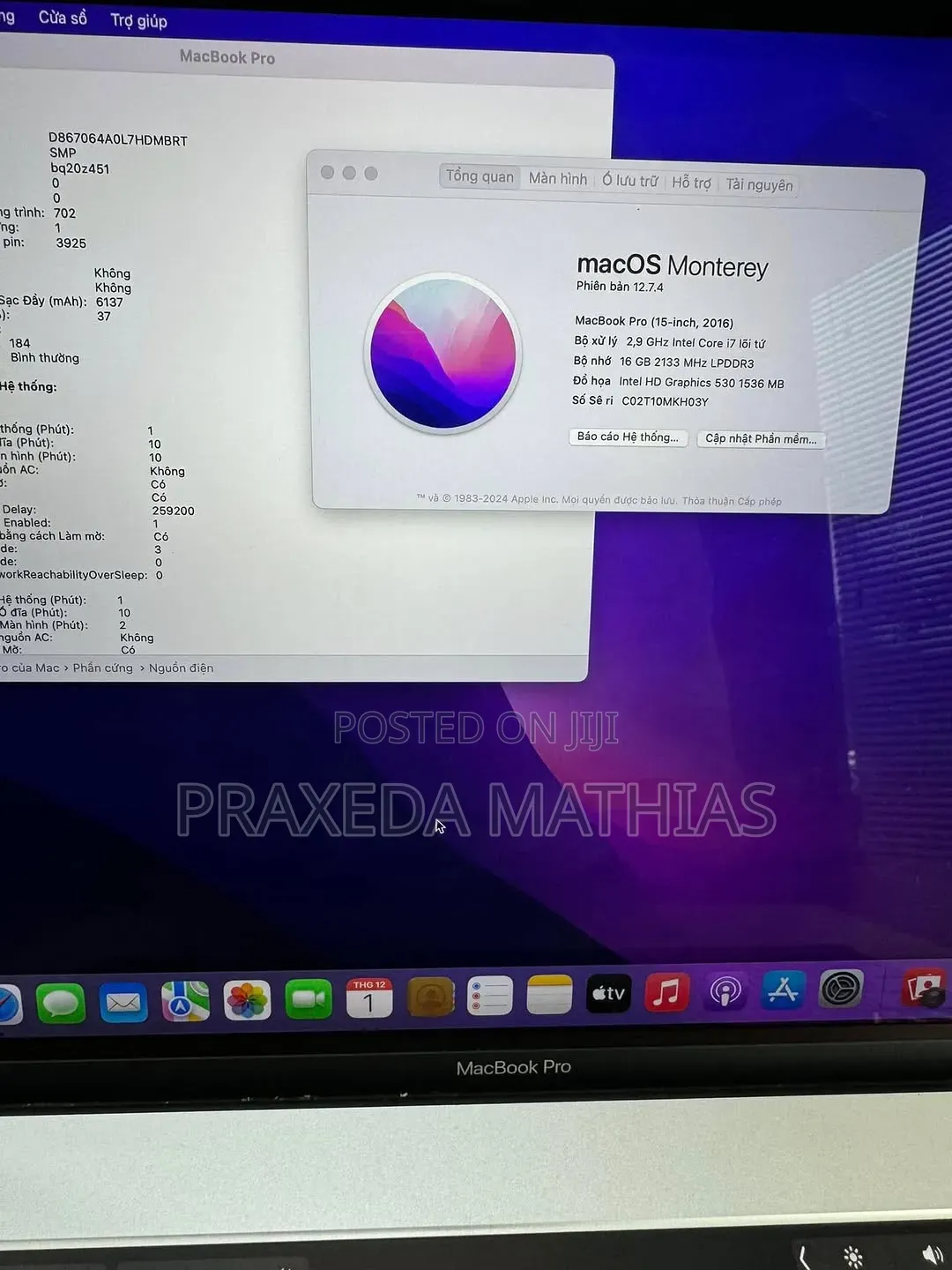 Laptop Apple MacBook Pro 2016 16GB Intel Core i7 SSD 512GB