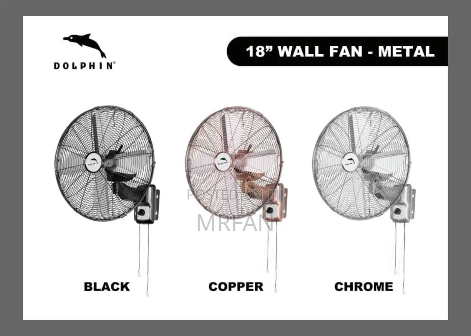 Dolphin Wall Fan 18 Metal Design