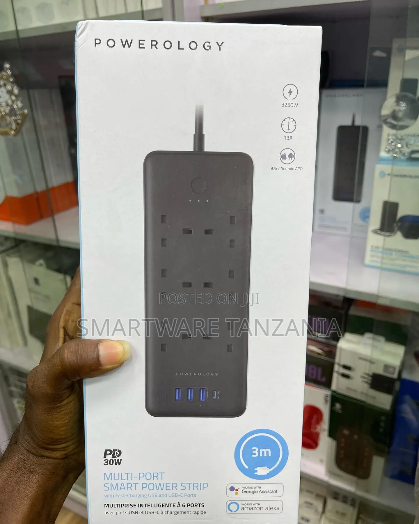 Powerology Smart Power Strip 6 Outlet 3 Usb Pd 30w Alexa Google 3m