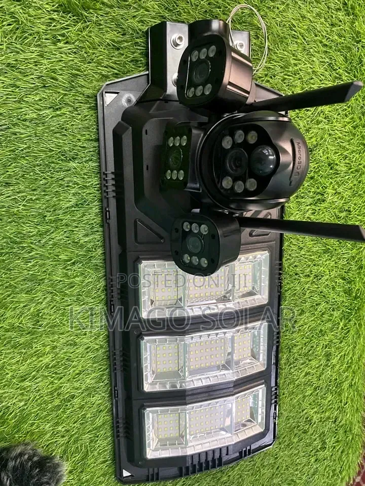 Usalama Wa Kweli Taa Ya 450w Na Kamera 3 Zinazotumia Solar