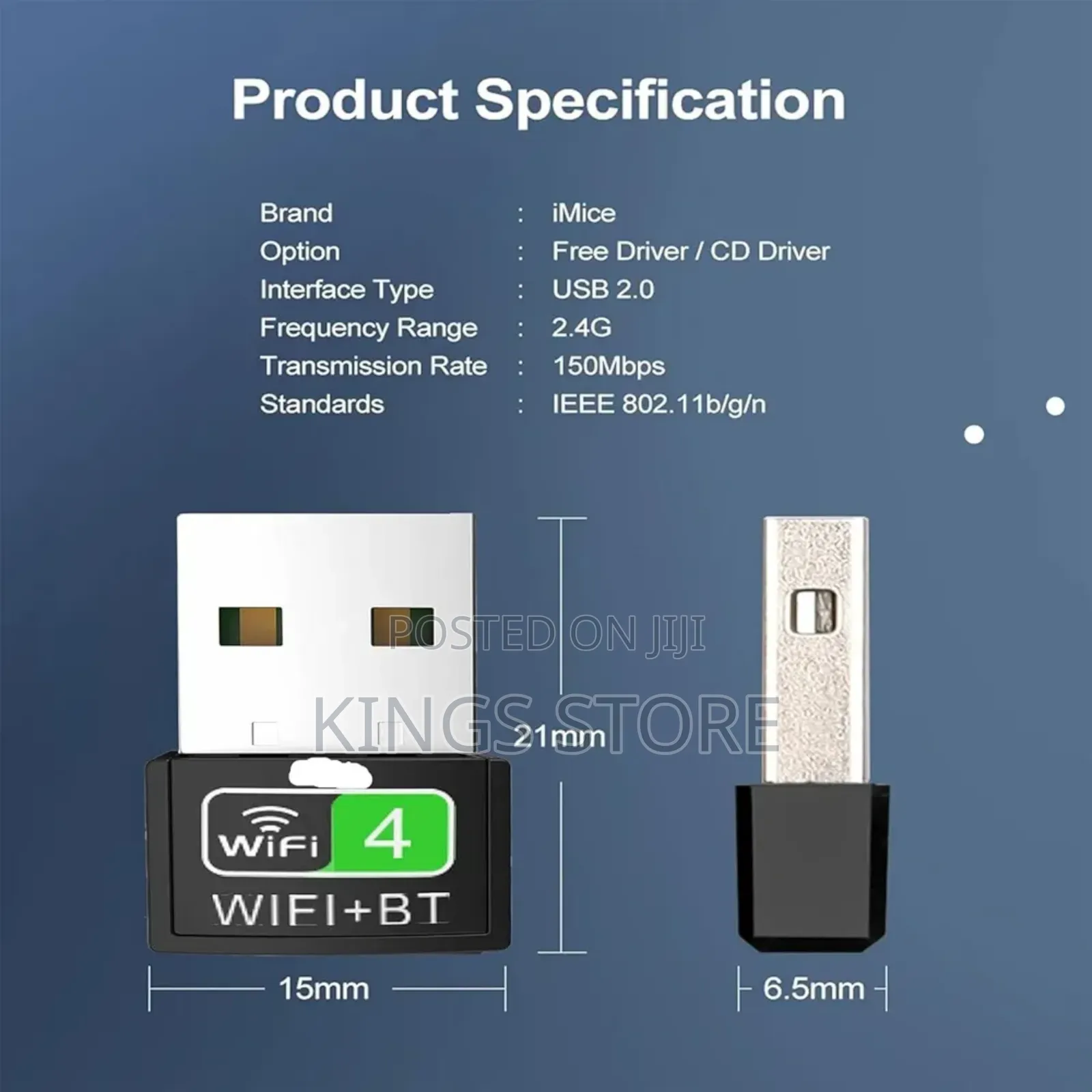 2 in 1 Usb Wifi Bluetooth Adapter for Computer