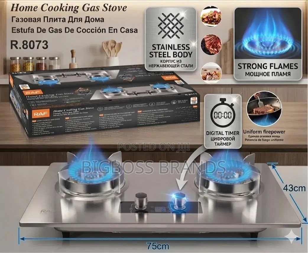 Raf R.8073 Double-Burner Gas Stove 75 Cm in Width and 43 Cm in Depth