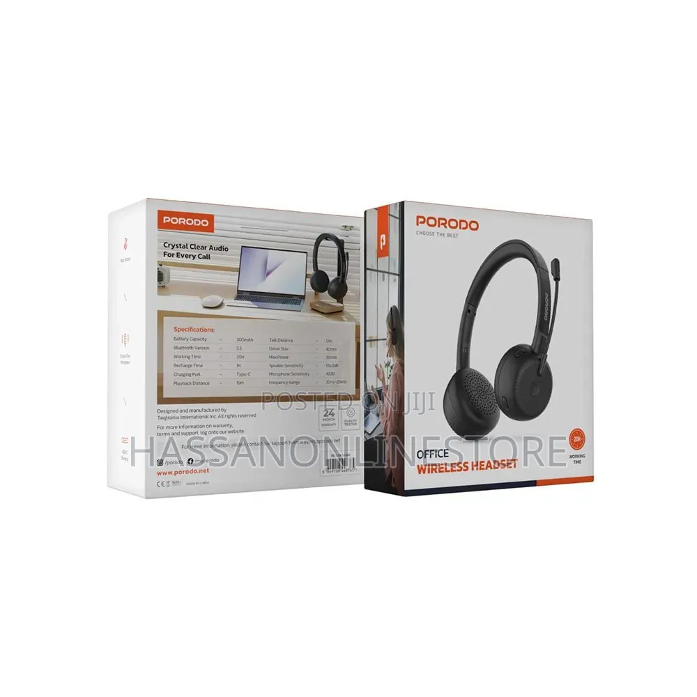 Porodo Office Wireless Headset - Black