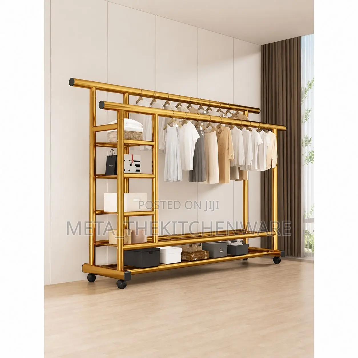 Gold Parrallel Bars Clothes Drying Rack