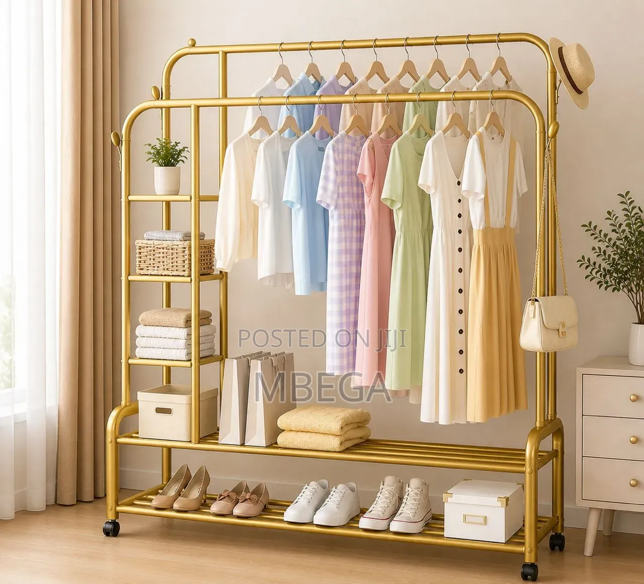 Heavy Duty Double Pole Clothes Hanging 68kg
