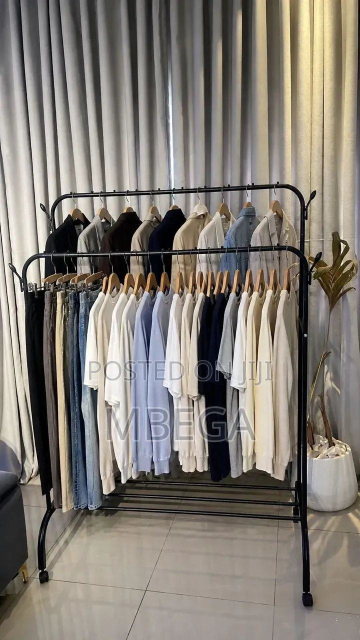 Double Pole Clothes Hanger With Wheels 50kg