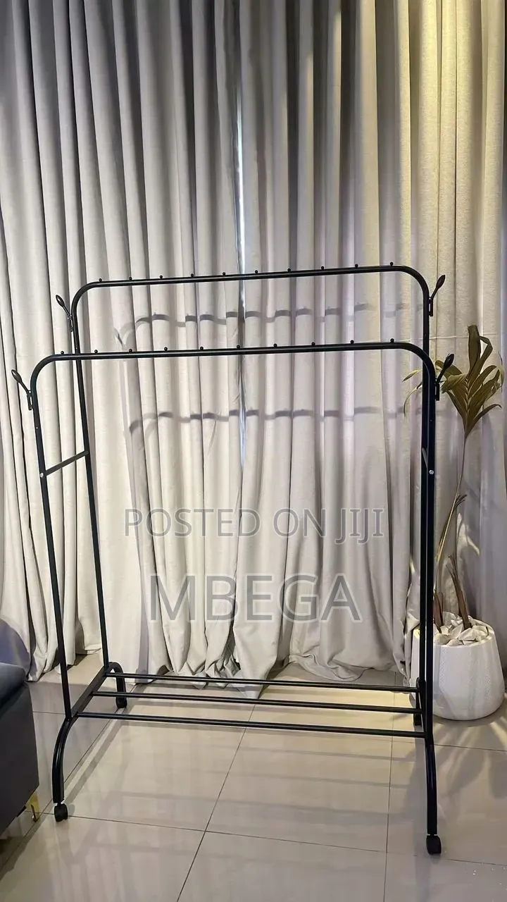 Double Pole Clothes Hanger With Wheels 50kg