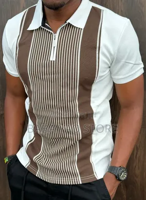 Men's Classic Short-Sleeved Fashion Solid Color Zip Close T-Shirts