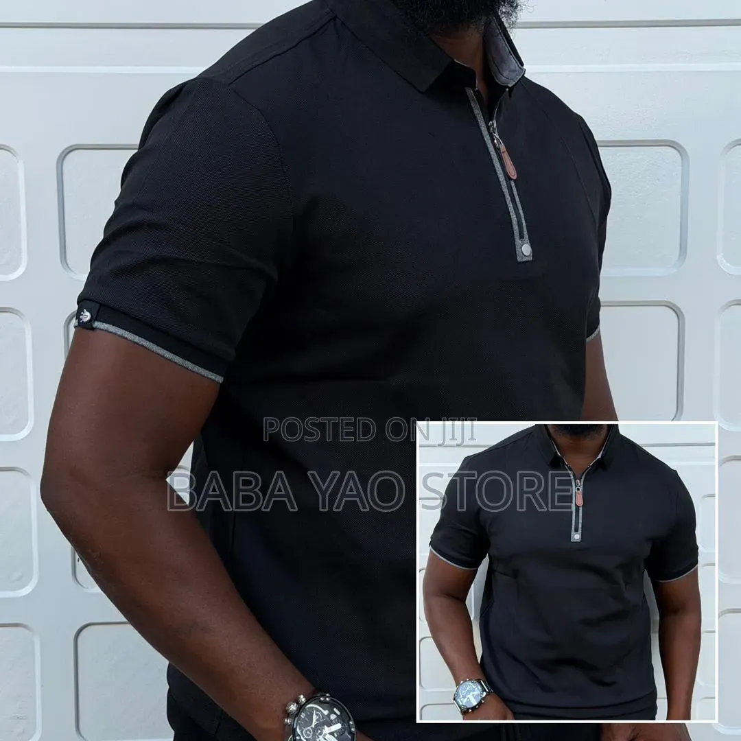 Men's Solid Color Breathable Short Sleeved Band Collar T-Shirts