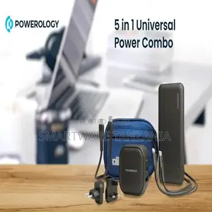 Powerology 5-in-1 Power Combo 10000mah Bank 38w Charger Cables