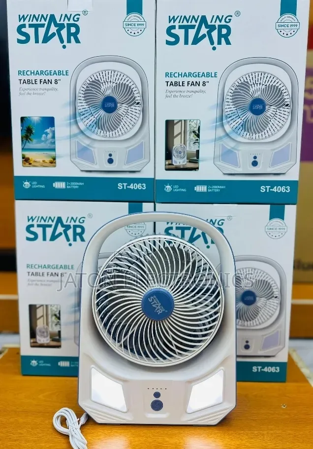 Winning Star Rechargeable Table Fan 8” With Led Light