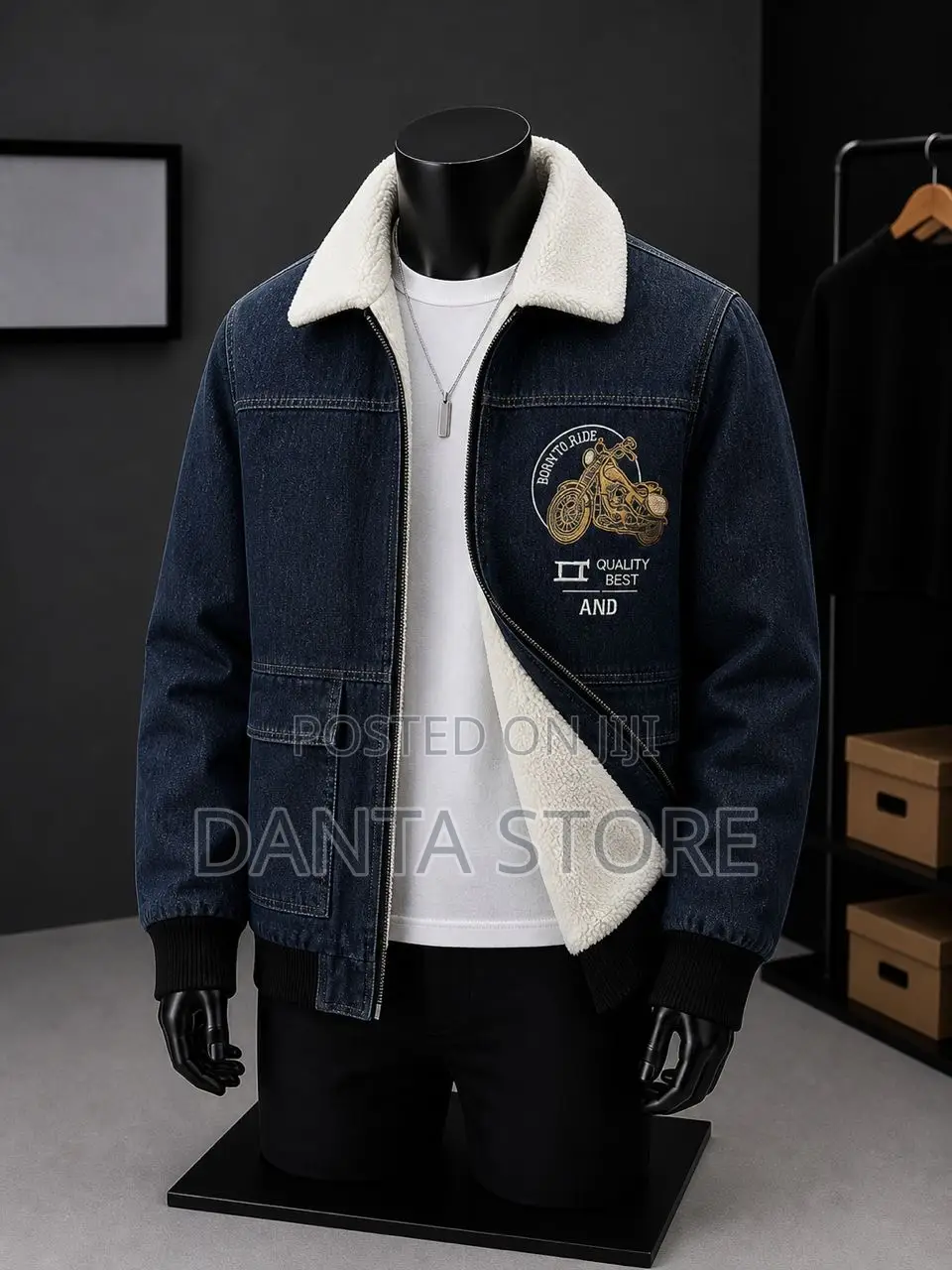 Denim Jeans Jackets With White Shearling Lining