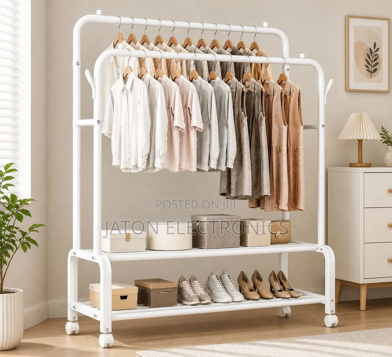 Multipurpose Double Pole Hanger Clothes Rack