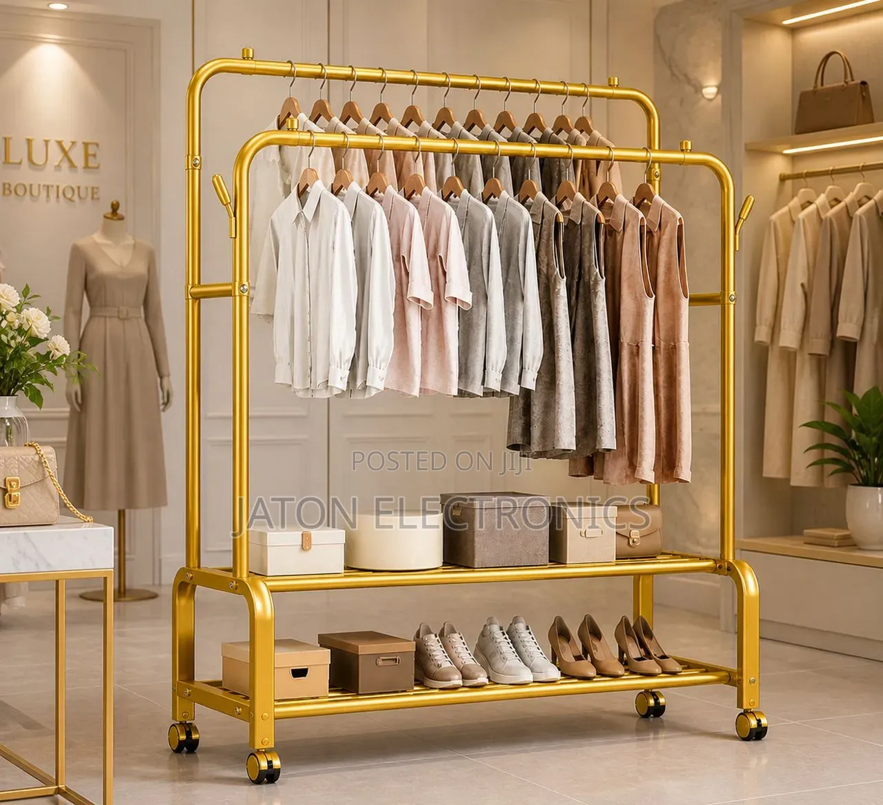 Multipurpose Double Pole Hanger Clothes Rack