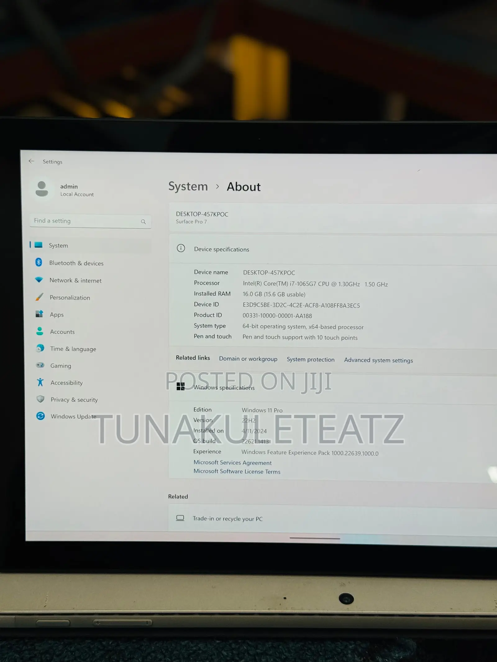 Laptop Microsoft Surface Pro 7 16GB Intel Core i7 SSD 256GB