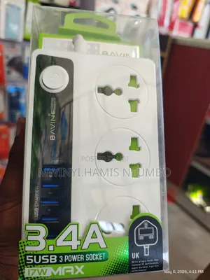 Extension Cable Bavin 3.4a + 5 Usb +3 Power Socket