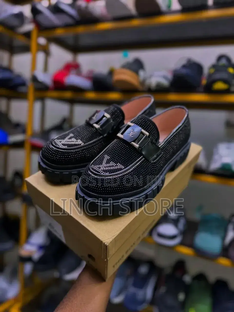 Black Studded Louis Vuitton Loafers