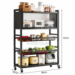 Multi-Tier Kitchen Appliances Rack With Transparent Top Cabinet