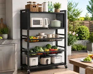 Multi-Tier Kitchen Appliances Rack With Transparent Top Cabinet