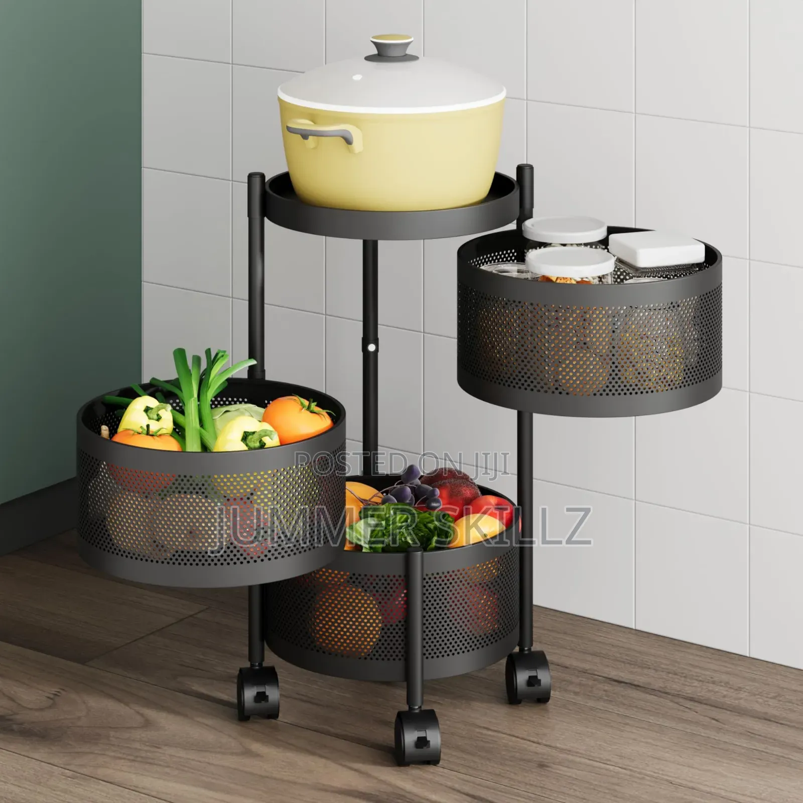 Rotating Metal Vegetable Trolley ( Kitchen Trolley)