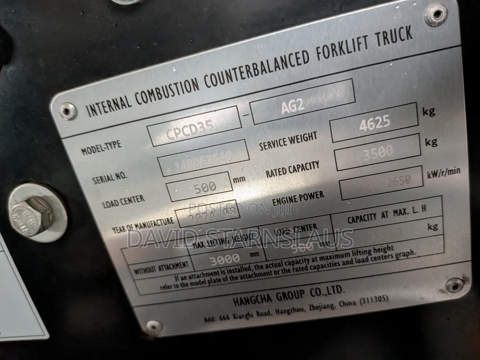 Diesel Hangcha Forklift Capacity 3.5t 5t