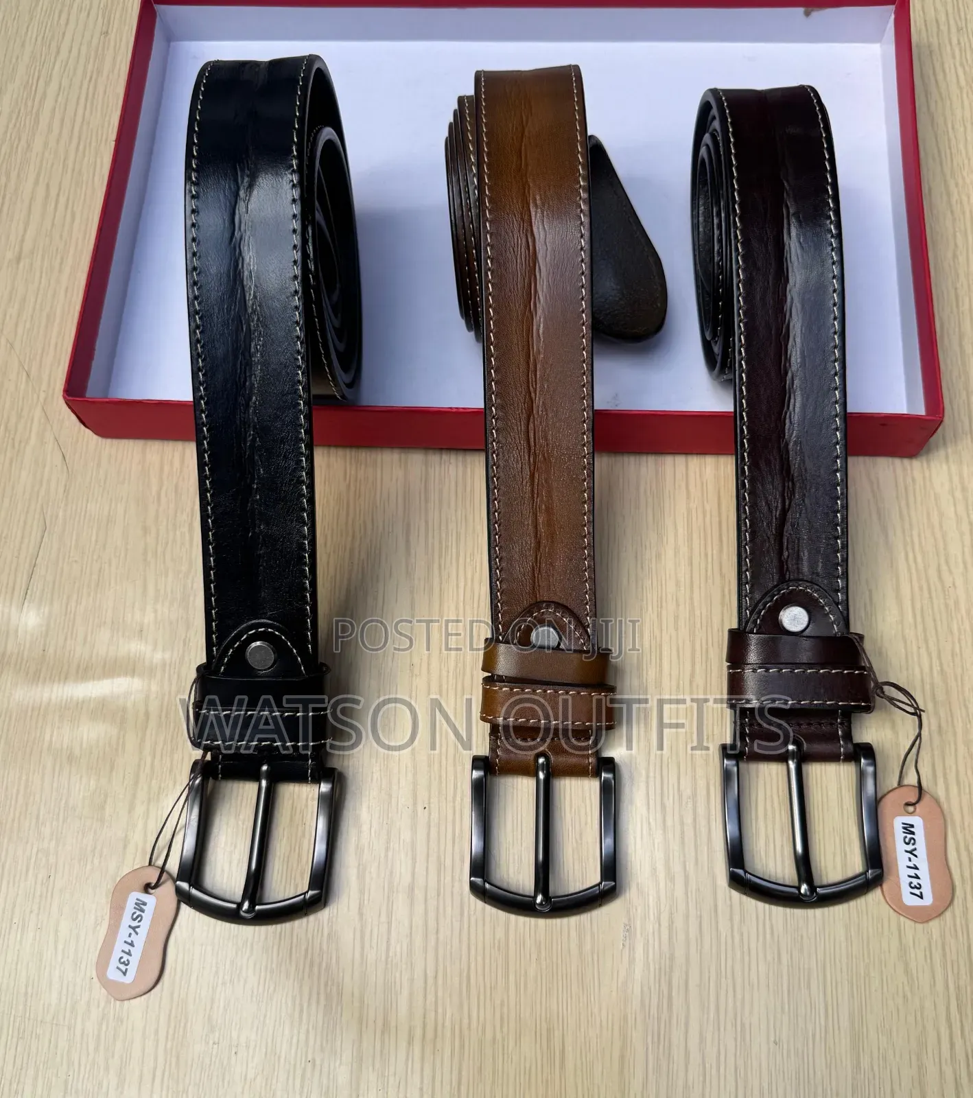 Men's Leather Materials Belts or Mikanda Msy-Code Branded