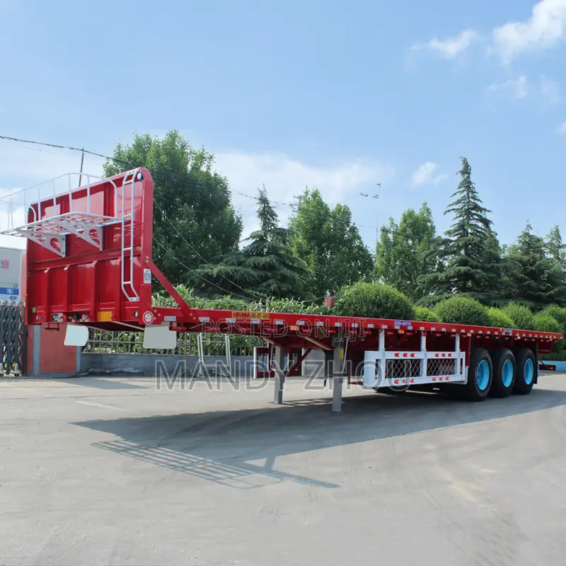 China Semi Trailer Factory 3axle 60ton Flatbed Trailer Tanzania