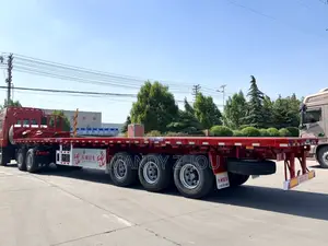 China Semi Trailer Factory 3axle 60ton Flatbed Trailer Tanzania