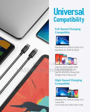 Anker Usb-C to Usb-C Cable 1m 60w Durable Braided Fast-Charging Cable