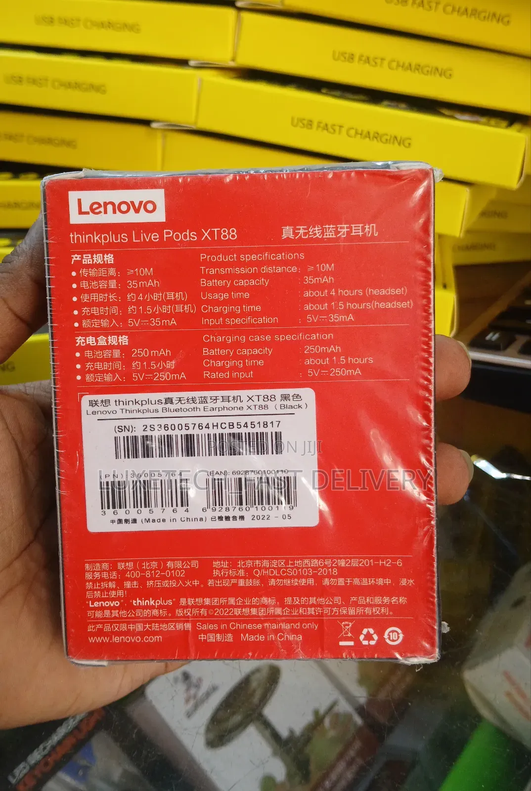 Lenovo Thinkplus Live Pods Xt88 TWS Wireless Earphones (Black)
